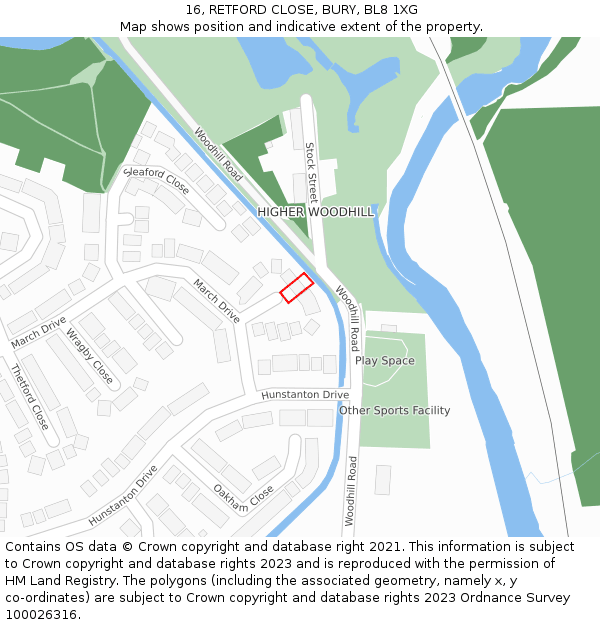 16, RETFORD CLOSE, BURY, BL8 1XG: Location map and indicative extent of plot