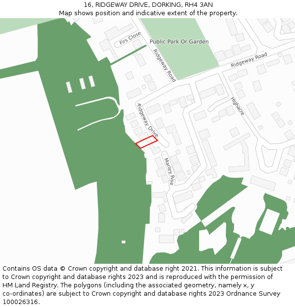 16, RIDGEWAY DRIVE, DORKING, RH4 3AN: Location map and indicative extent of plot