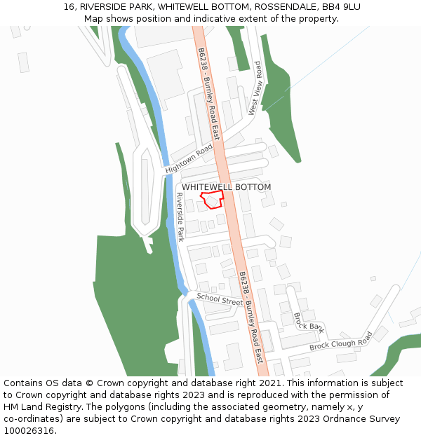 16, RIVERSIDE PARK, WHITEWELL BOTTOM, ROSSENDALE, BB4 9LU: Location map and indicative extent of plot