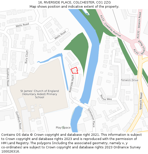 16, RIVERSIDE PLACE, COLCHESTER, CO1 2ZG: Location map and indicative extent of plot