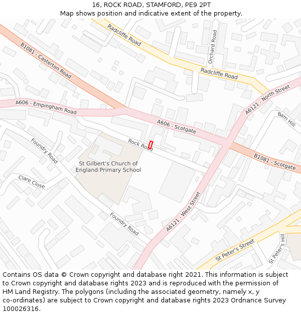 16, ROCK ROAD, STAMFORD, PE9 2PT: Location map and indicative extent of plot