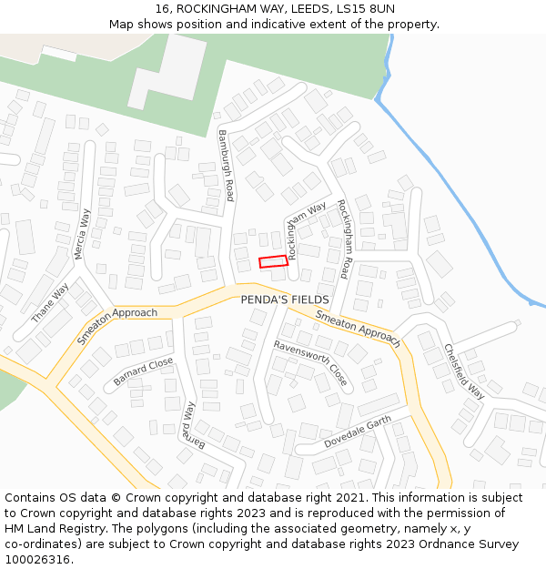 16, ROCKINGHAM WAY, LEEDS, LS15 8UN: Location map and indicative extent of plot