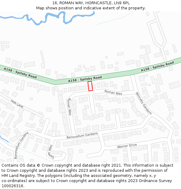 16, ROMAN WAY, HORNCASTLE, LN9 6PL: Location map and indicative extent of plot