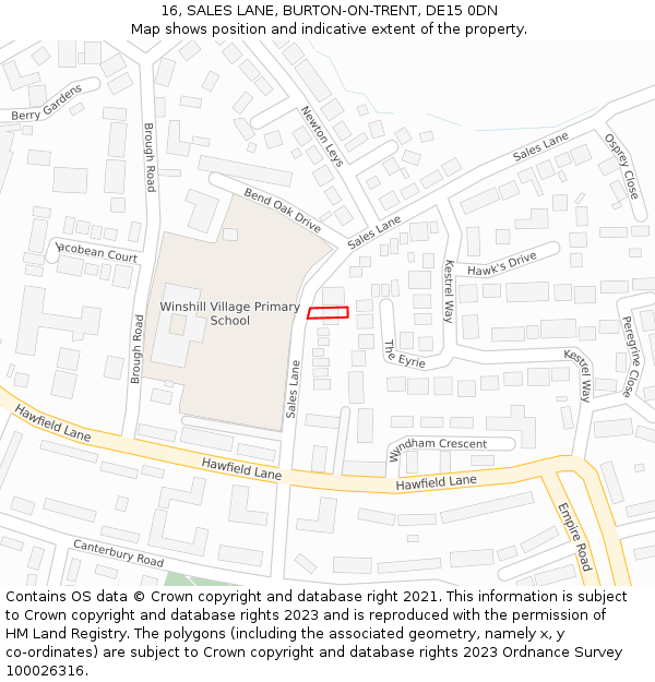 16, SALES LANE, BURTON-ON-TRENT, DE15 0DN: Location map and indicative extent of plot