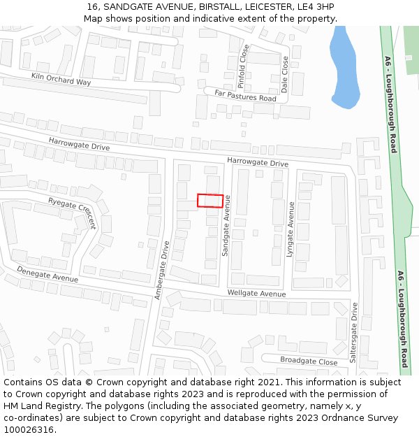 16, SANDGATE AVENUE, BIRSTALL, LEICESTER, LE4 3HP: Location map and indicative extent of plot