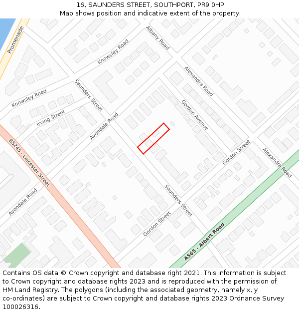 16, SAUNDERS STREET, SOUTHPORT, PR9 0HP: Location map and indicative extent of plot