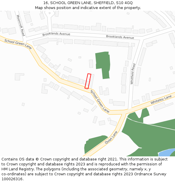 16, SCHOOL GREEN LANE, SHEFFIELD, S10 4GQ: Location map and indicative extent of plot