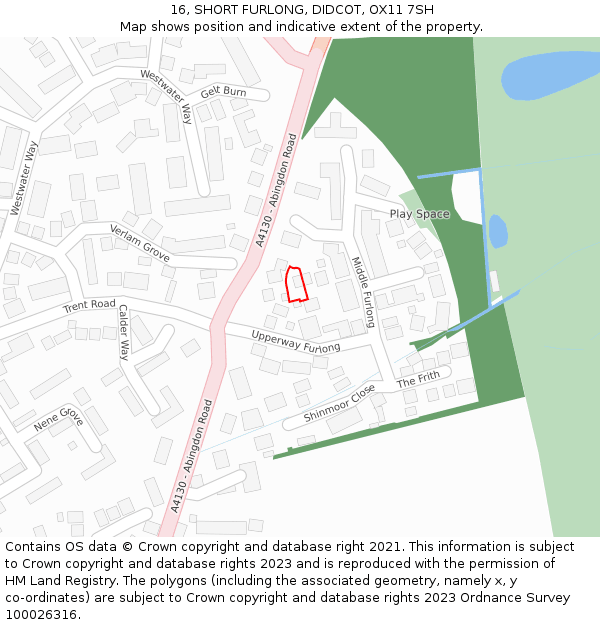 16, SHORT FURLONG, DIDCOT, OX11 7SH: Location map and indicative extent of plot