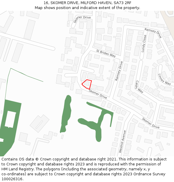 16, SKOMER DRIVE, MILFORD HAVEN, SA73 2RF: Location map and indicative extent of plot