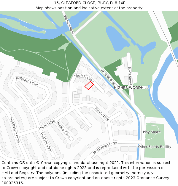 16, SLEAFORD CLOSE, BURY, BL8 1XF: Location map and indicative extent of plot