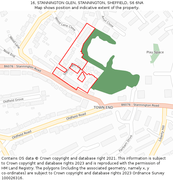 16, STANNINGTON GLEN, STANNINGTON, SHEFFIELD, S6 6NA: Location map and indicative extent of plot