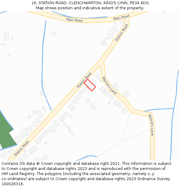 16, STATION ROAD, CLENCHWARTON, KING'S LYNN, PE34 4DG: Location map and indicative extent of plot