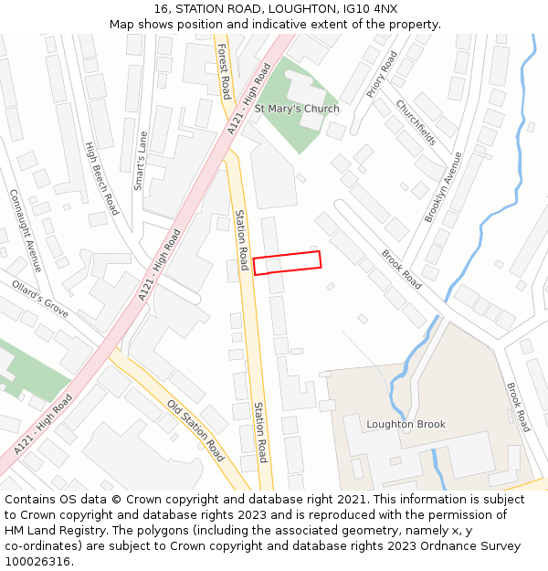 16, STATION ROAD, LOUGHTON, IG10 4NX: Location map and indicative extent of plot