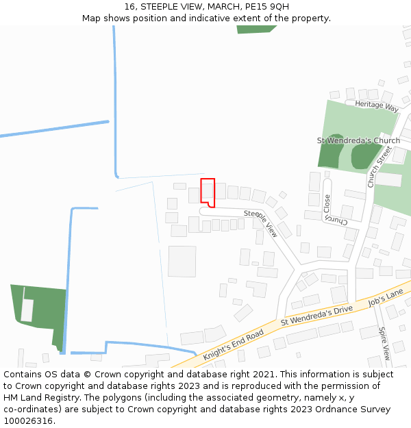 16, STEEPLE VIEW, MARCH, PE15 9QH: Location map and indicative extent of plot