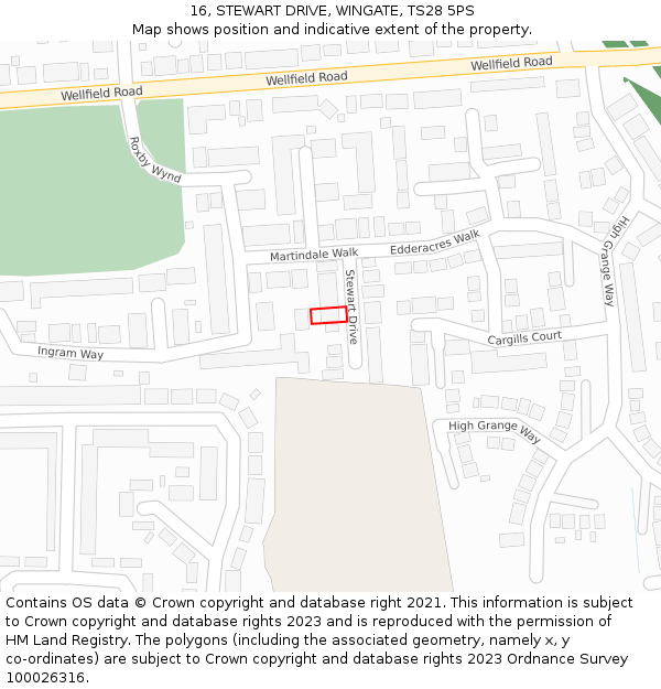16, STEWART DRIVE, WINGATE, TS28 5PS: Location map and indicative extent of plot