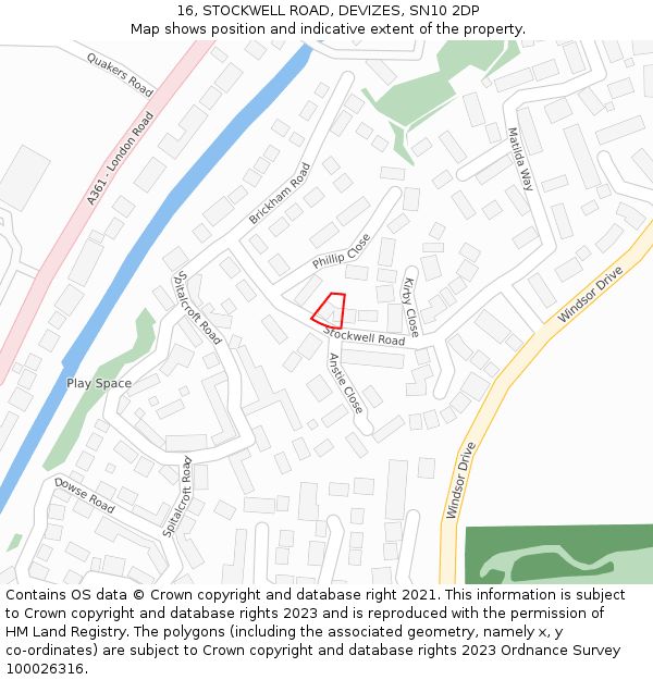 16, STOCKWELL ROAD, DEVIZES, SN10 2DP: Location map and indicative extent of plot