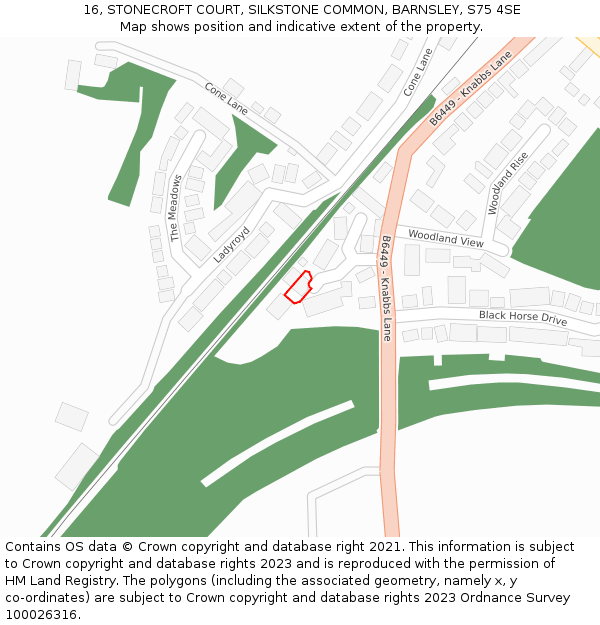 16, STONECROFT COURT, SILKSTONE COMMON, BARNSLEY, S75 4SE: Location map and indicative extent of plot