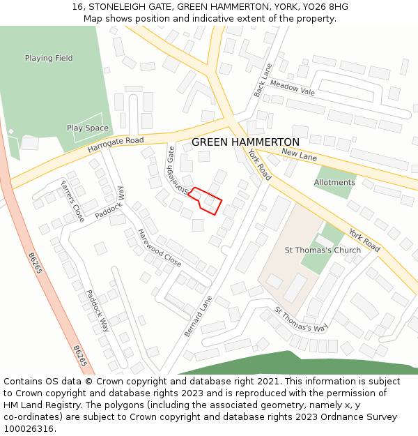 16, STONELEIGH GATE, GREEN HAMMERTON, YORK, YO26 8HG: Location map and indicative extent of plot