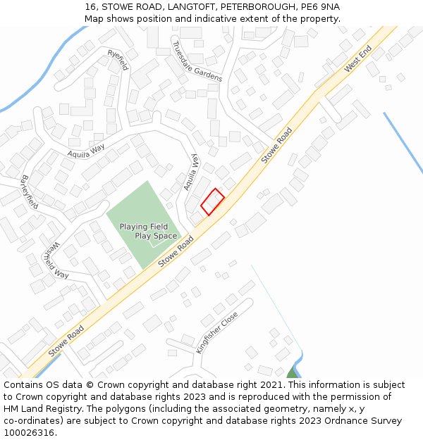 16, STOWE ROAD, LANGTOFT, PETERBOROUGH, PE6 9NA: Location map and indicative extent of plot