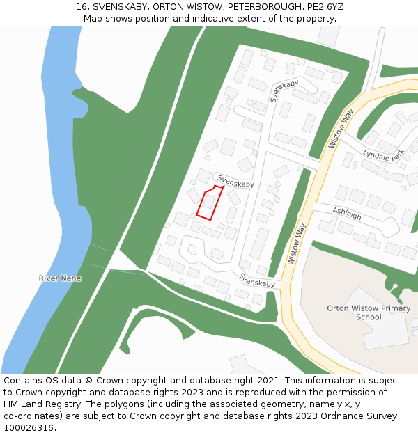 16, SVENSKABY, ORTON WISTOW, PETERBOROUGH, PE2 6YZ: Location map and indicative extent of plot