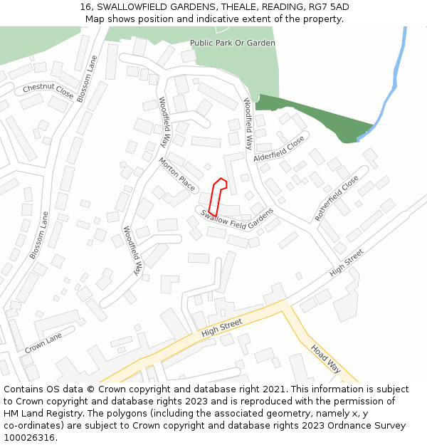 16, SWALLOWFIELD GARDENS, THEALE, READING, RG7 5AD: Location map and indicative extent of plot