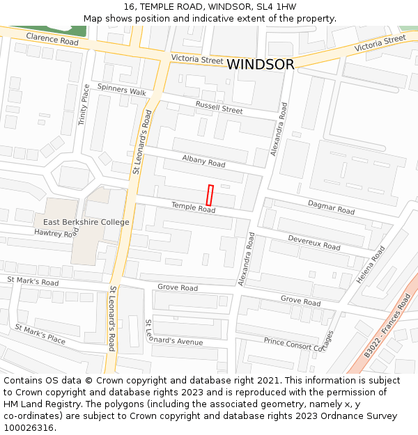 16, TEMPLE ROAD, WINDSOR, SL4 1HW: Location map and indicative extent of plot