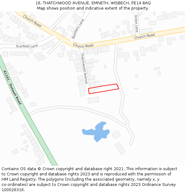16, THATCHWOOD AVENUE, EMNETH, WISBECH, PE14 8AQ: Location map and indicative extent of plot