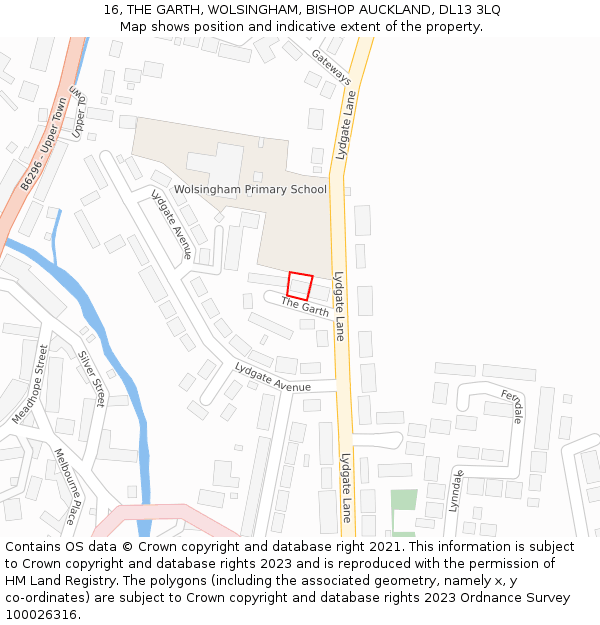 16, THE GARTH, WOLSINGHAM, BISHOP AUCKLAND, DL13 3LQ: Location map and indicative extent of plot