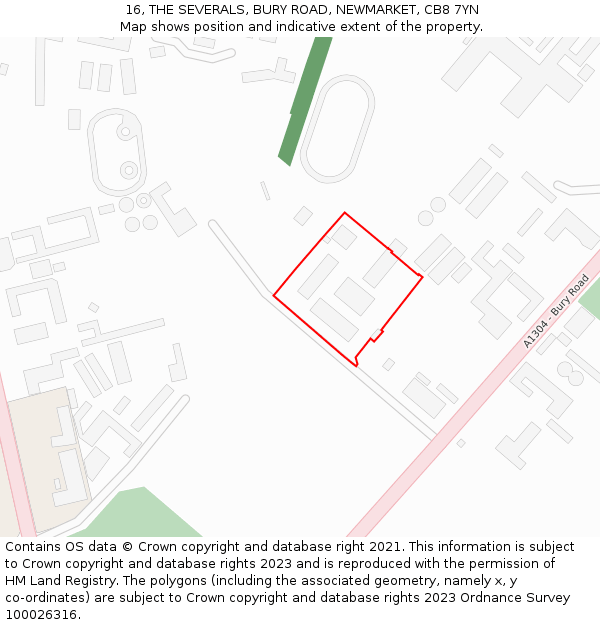 16, THE SEVERALS, BURY ROAD, NEWMARKET, CB8 7YN: Location map and indicative extent of plot