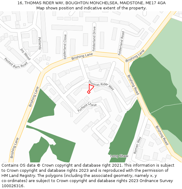 16, THOMAS RIDER WAY, BOUGHTON MONCHELSEA, MAIDSTONE, ME17 4GA: Location map and indicative extent of plot