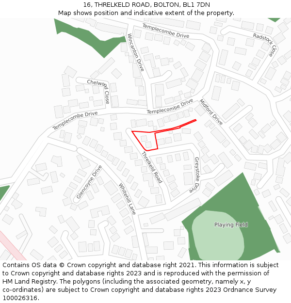 16, THRELKELD ROAD, BOLTON, BL1 7DN: Location map and indicative extent of plot