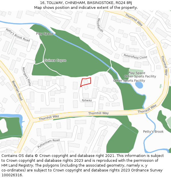 16, TOLLWAY, CHINEHAM, BASINGSTOKE, RG24 8RJ: Location map and indicative extent of plot