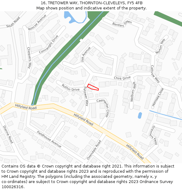 16, TRETOWER WAY, THORNTON-CLEVELEYS, FY5 4FB: Location map and indicative extent of plot