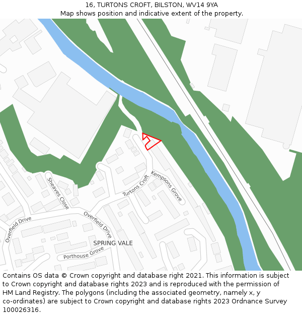 16, TURTONS CROFT, BILSTON, WV14 9YA: Location map and indicative extent of plot
