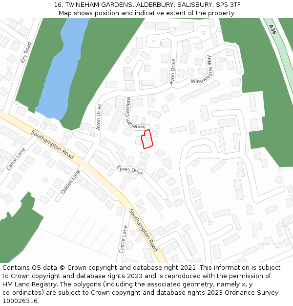 16, TWINEHAM GARDENS, ALDERBURY, SALISBURY, SP5 3TF: Location map and indicative extent of plot