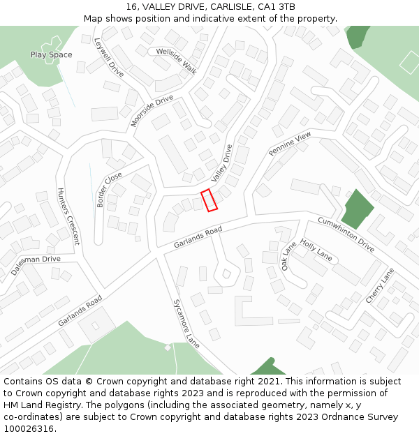 16, VALLEY DRIVE, CARLISLE, CA1 3TB: Location map and indicative extent of plot