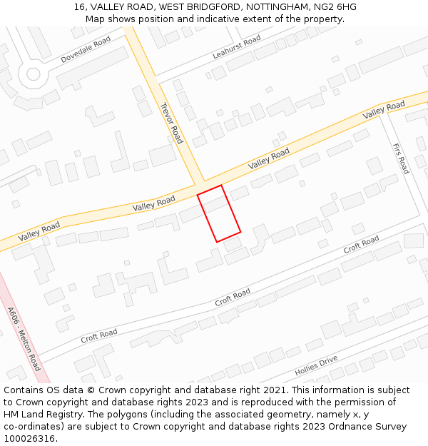 16, VALLEY ROAD, WEST BRIDGFORD, NOTTINGHAM, NG2 6HG: Location map and indicative extent of plot