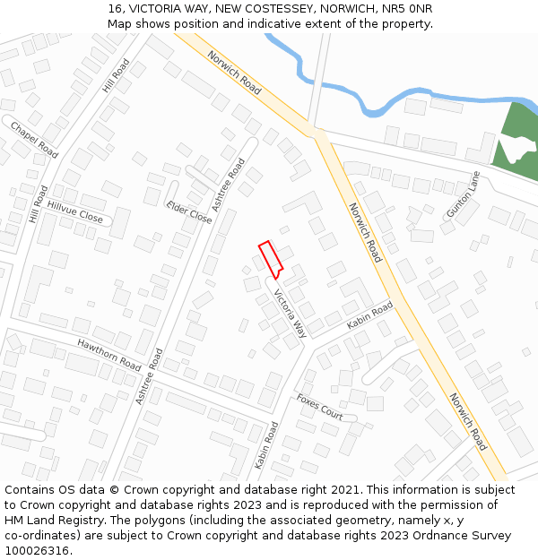 16, VICTORIA WAY, NEW COSTESSEY, NORWICH, NR5 0NR: Location map and indicative extent of plot