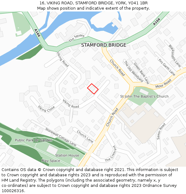 16, VIKING ROAD, STAMFORD BRIDGE, YORK, YO41 1BR: Location map and indicative extent of plot