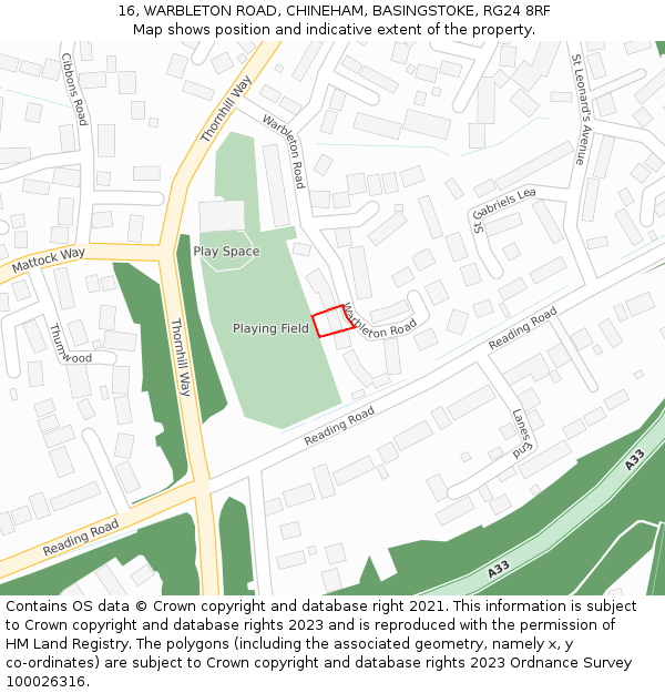 16, WARBLETON ROAD, CHINEHAM, BASINGSTOKE, RG24 8RF: Location map and indicative extent of plot