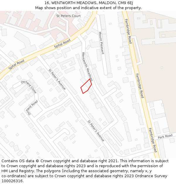 16, WENTWORTH MEADOWS, MALDON, CM9 6EJ: Location map and indicative extent of plot