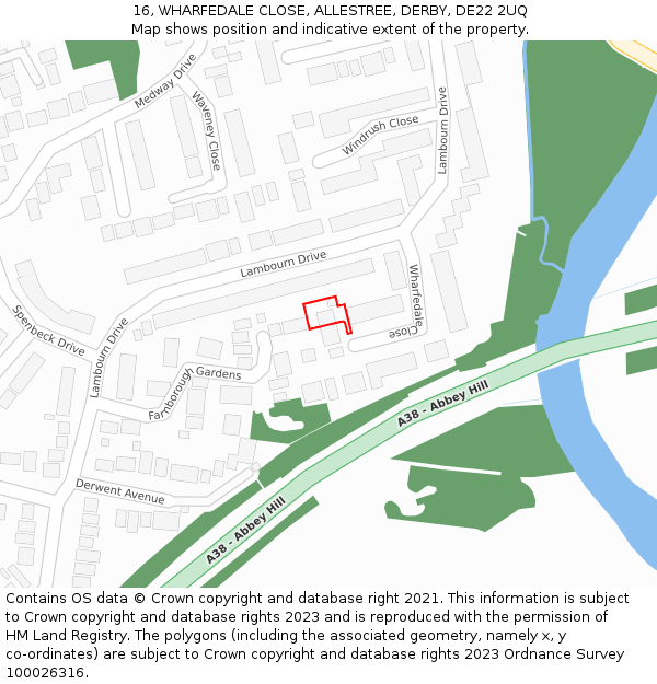 16, WHARFEDALE CLOSE, ALLESTREE, DERBY, DE22 2UQ: Location map and indicative extent of plot