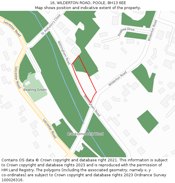 16, WILDERTON ROAD, POOLE, BH13 6EE: Location map and indicative extent of plot