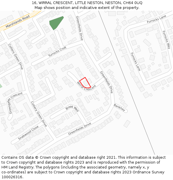 16, WIRRAL CRESCENT, LITTLE NESTON, NESTON, CH64 0UQ: Location map and indicative extent of plot