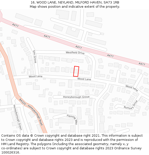 16, WOOD LANE, NEYLAND, MILFORD HAVEN, SA73 1RB: Location map and indicative extent of plot