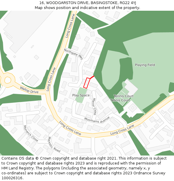 16, WOODGARSTON DRIVE, BASINGSTOKE, RG22 4YJ: Location map and indicative extent of plot