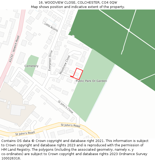 16, WOODVIEW CLOSE, COLCHESTER, CO4 0QW: Location map and indicative extent of plot
