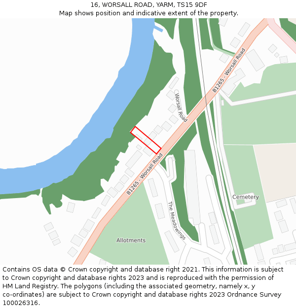 16, WORSALL ROAD, YARM, TS15 9DF: Location map and indicative extent of plot