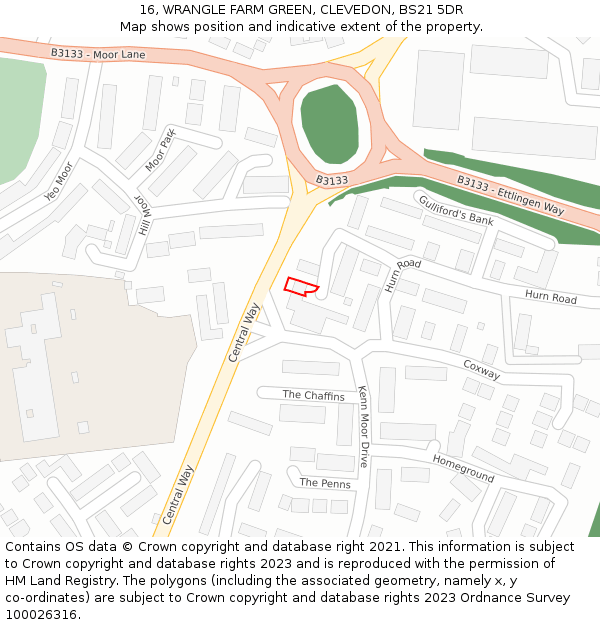 16, WRANGLE FARM GREEN, CLEVEDON, BS21 5DR: Location map and indicative extent of plot