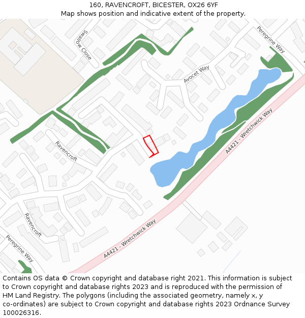 160, RAVENCROFT, BICESTER, OX26 6YF: Location map and indicative extent of plot